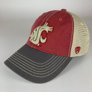 Washington State Cougars Red Gray Beige Top of the World Relaxed Snapback Hat